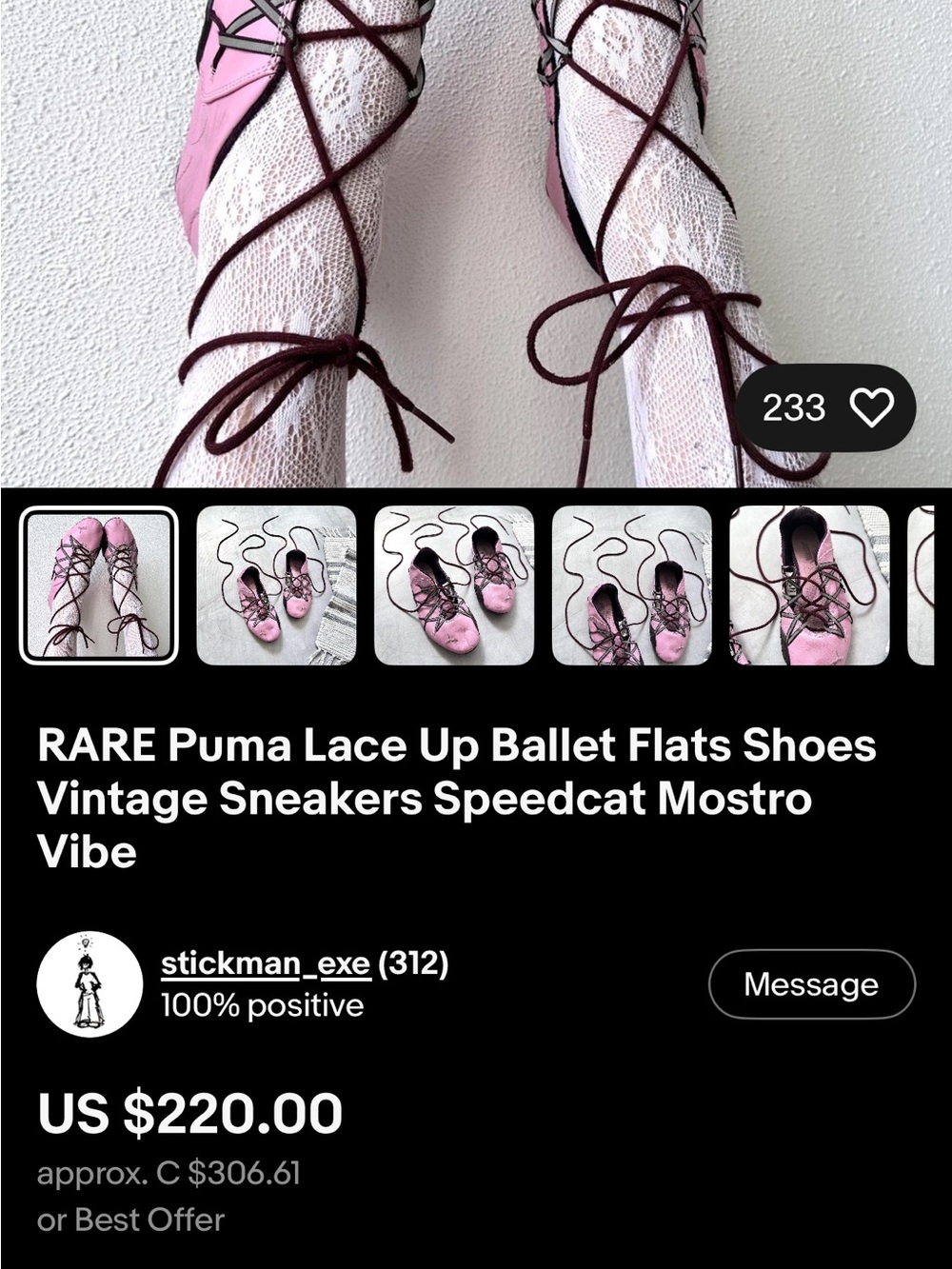 Rare Vintage Puma Pink and Grey Leather Sporty Ballet Flats - Picture 11 of 12